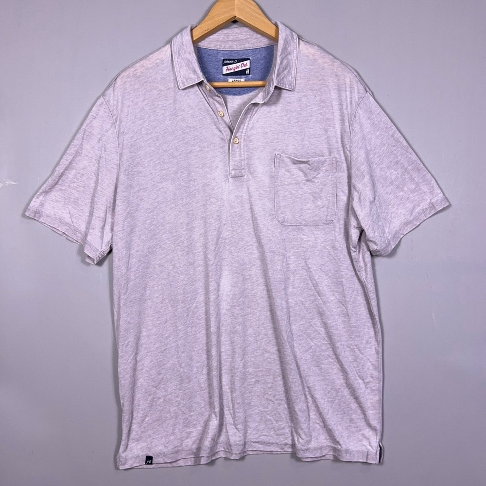 Johnnie-O Hangin Out Polo Shirt Mens Size Large Slub Heathered Purple Preppy